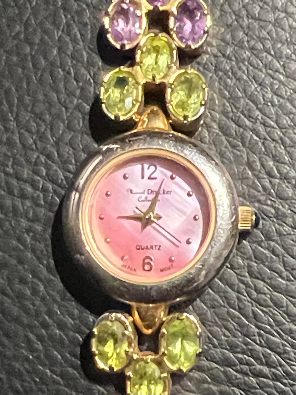 Vintage Marcel Drucker Pink Dial Multicolor gemstone Bracelet Watch - Picture 3 of 9